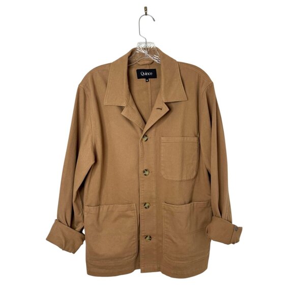 Quince Men's Organic Comfort Stretch Chore Jacket Tobacco Brown Shacket Twill M - Picture 7 of 9
